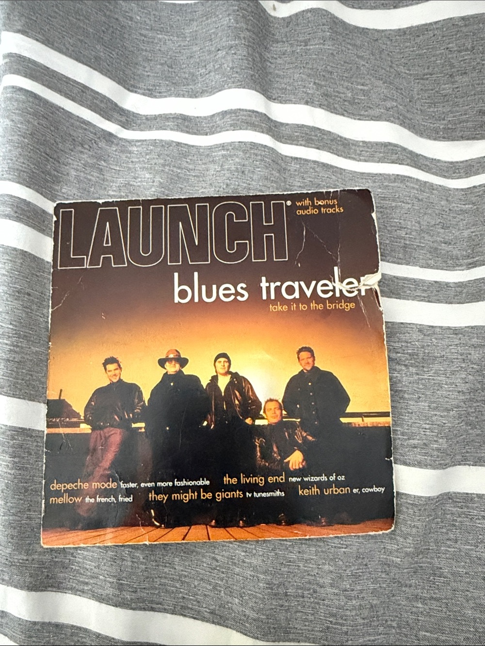 Blues Traveler "Launch" Graphic Tee - Brown Stripe Design